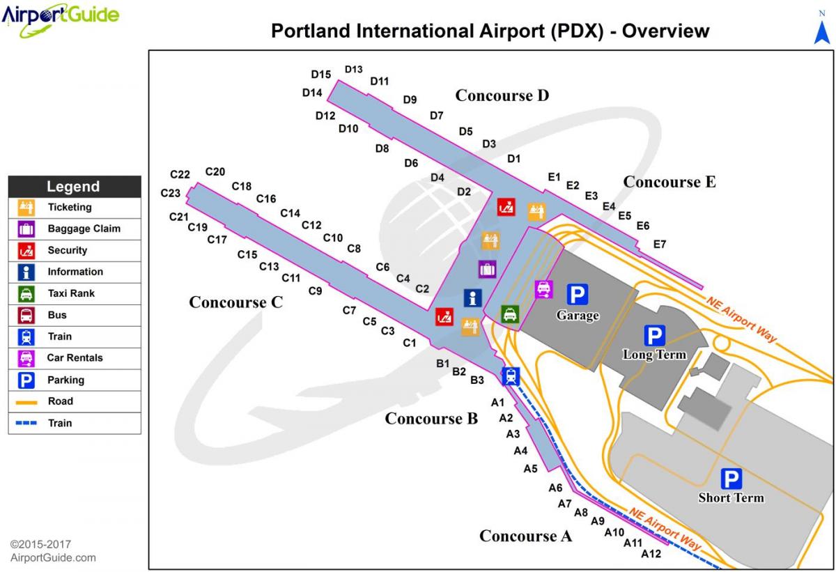 la carte de Portland airport