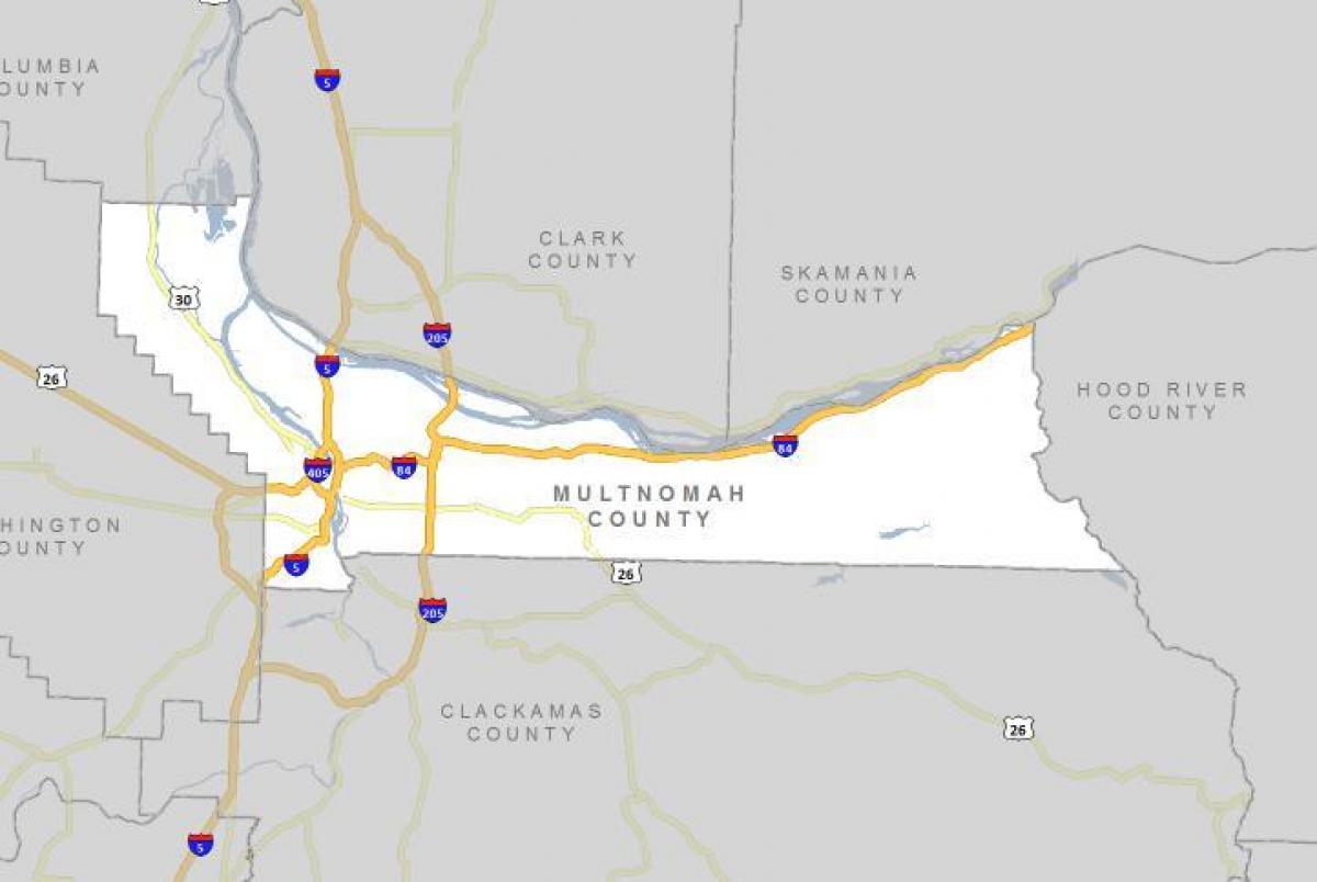 Comté de Multnomah Oregon carte