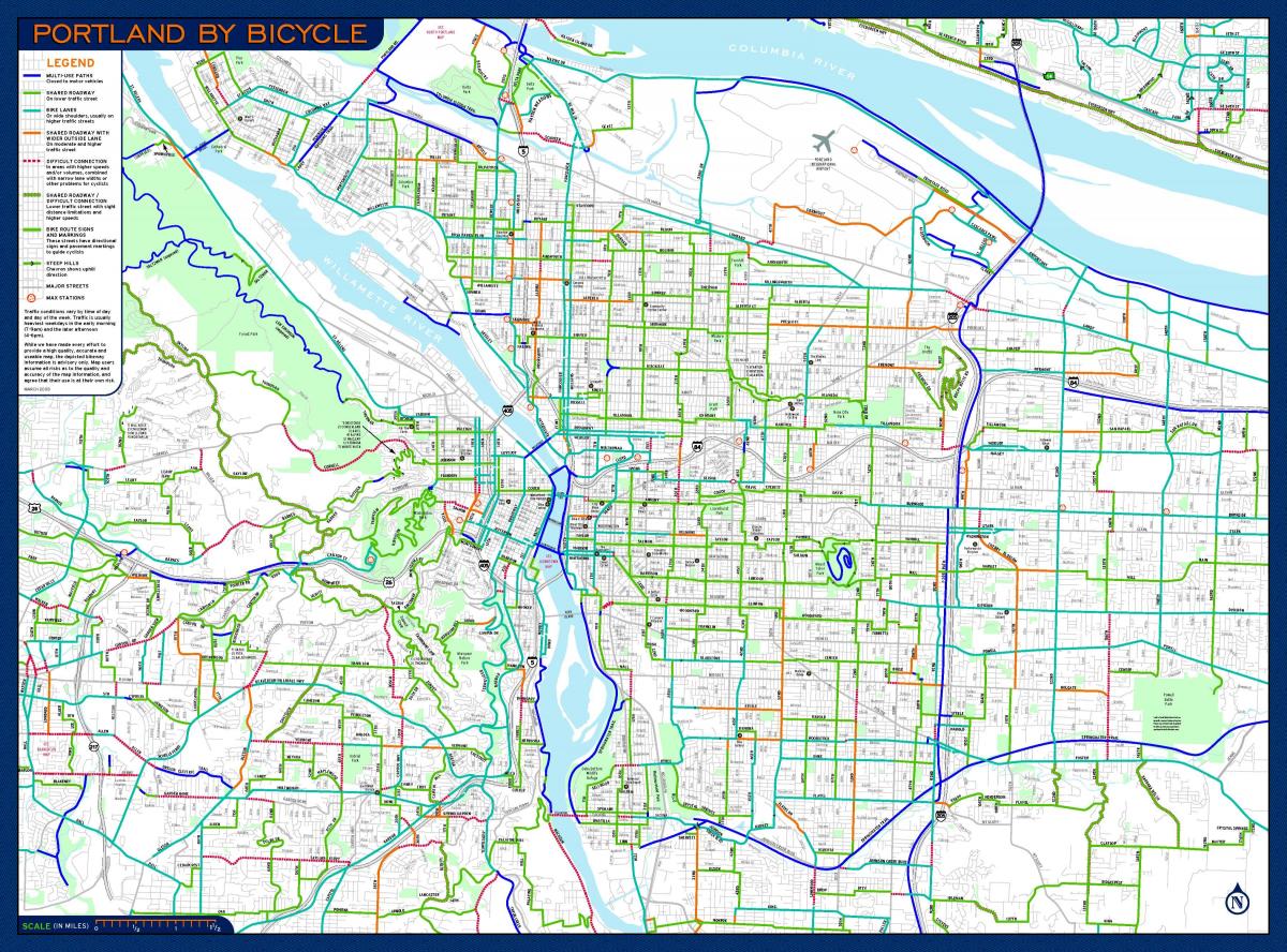la carte de Portland vélo