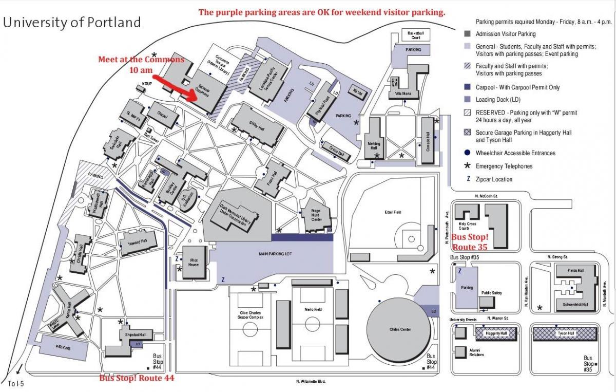 carte de l'Université de Portland