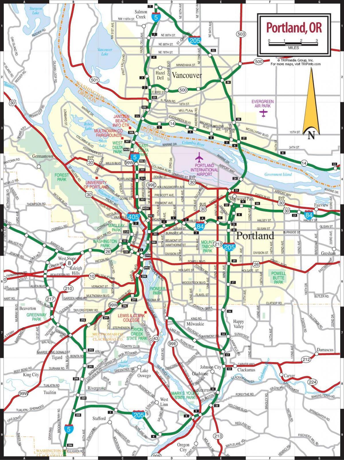 carte de la région métropolitaine de Portland