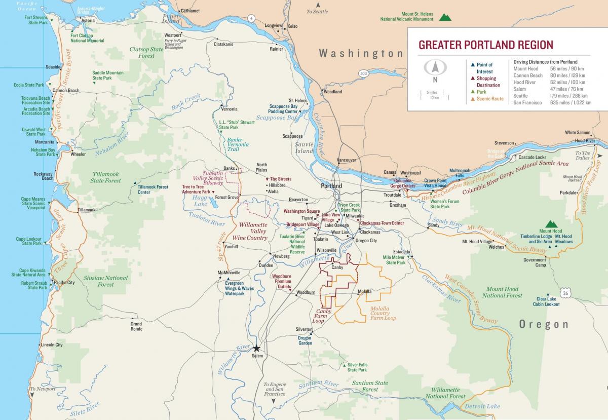 la carte de Portland, Oregon
