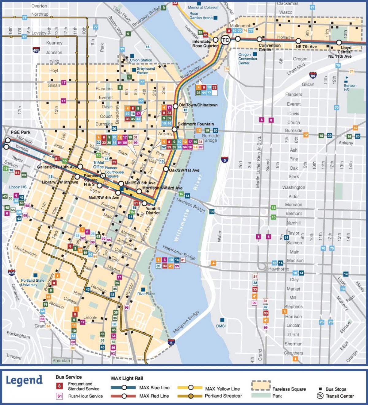une carte du réseau Portland
