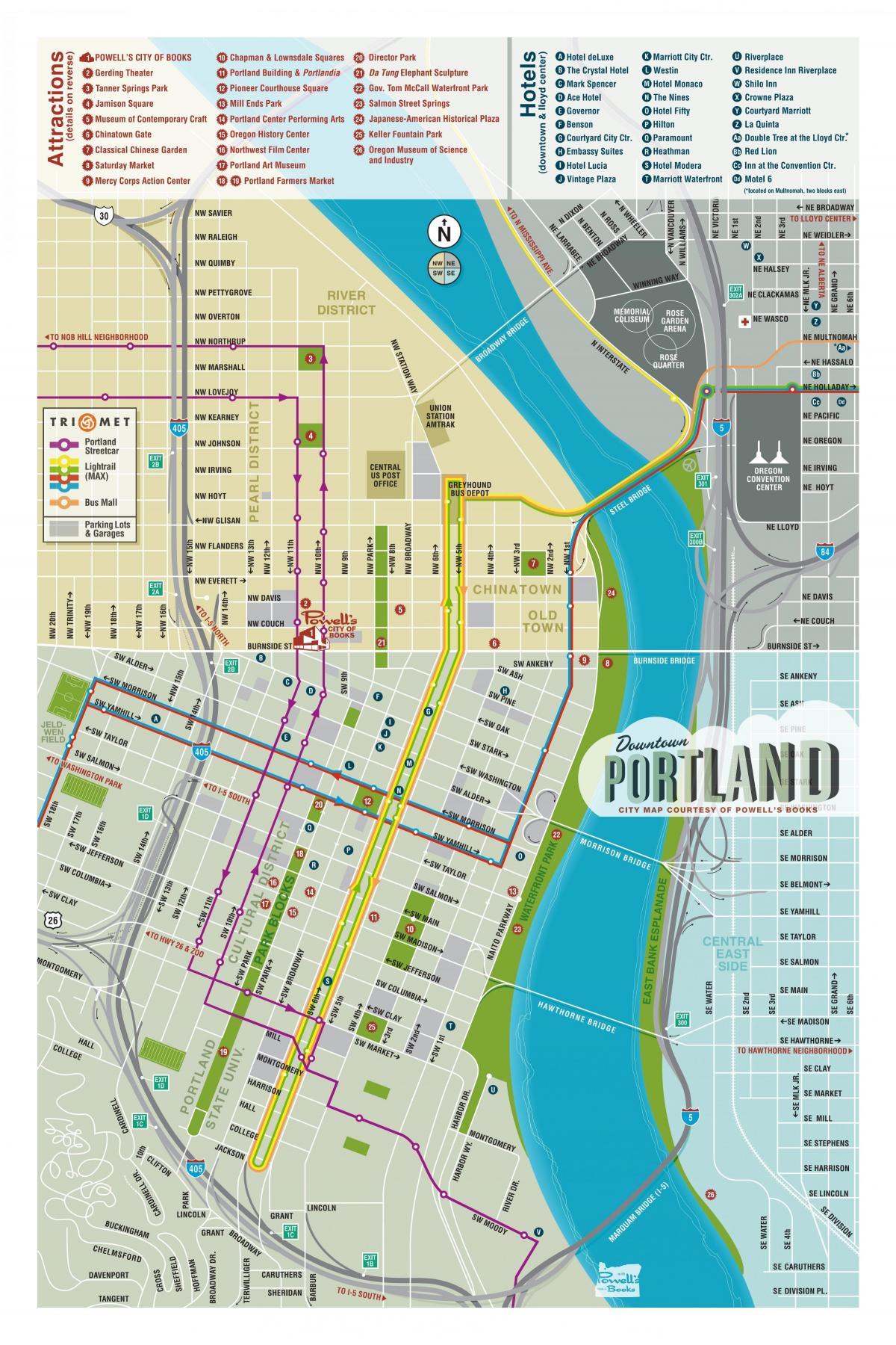la carte de Portland visiteurs
