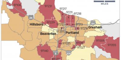 Carte des concentrations de Radon à Portland