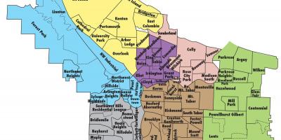La carte de Portland et les régions avoisinantes
