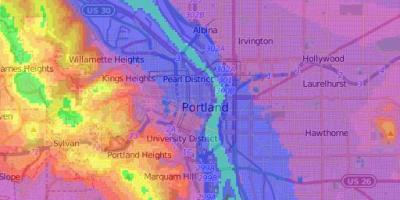 Portland Oregon carte d'altitude